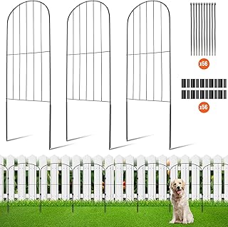 VEVOR Clôture de Jardin en Métal 61x33 cm Lot de 28 sans Creusage Barrière pour Animaux Espacement de Pointes 5,08 cm Clôture Métallique Décorative pour Chien Cour Terrasse Extérieur Noir